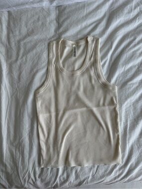 Skims Cream Ribbed Tank Top